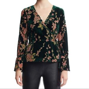 NWT Scoop Burnout Floral Wrap Top